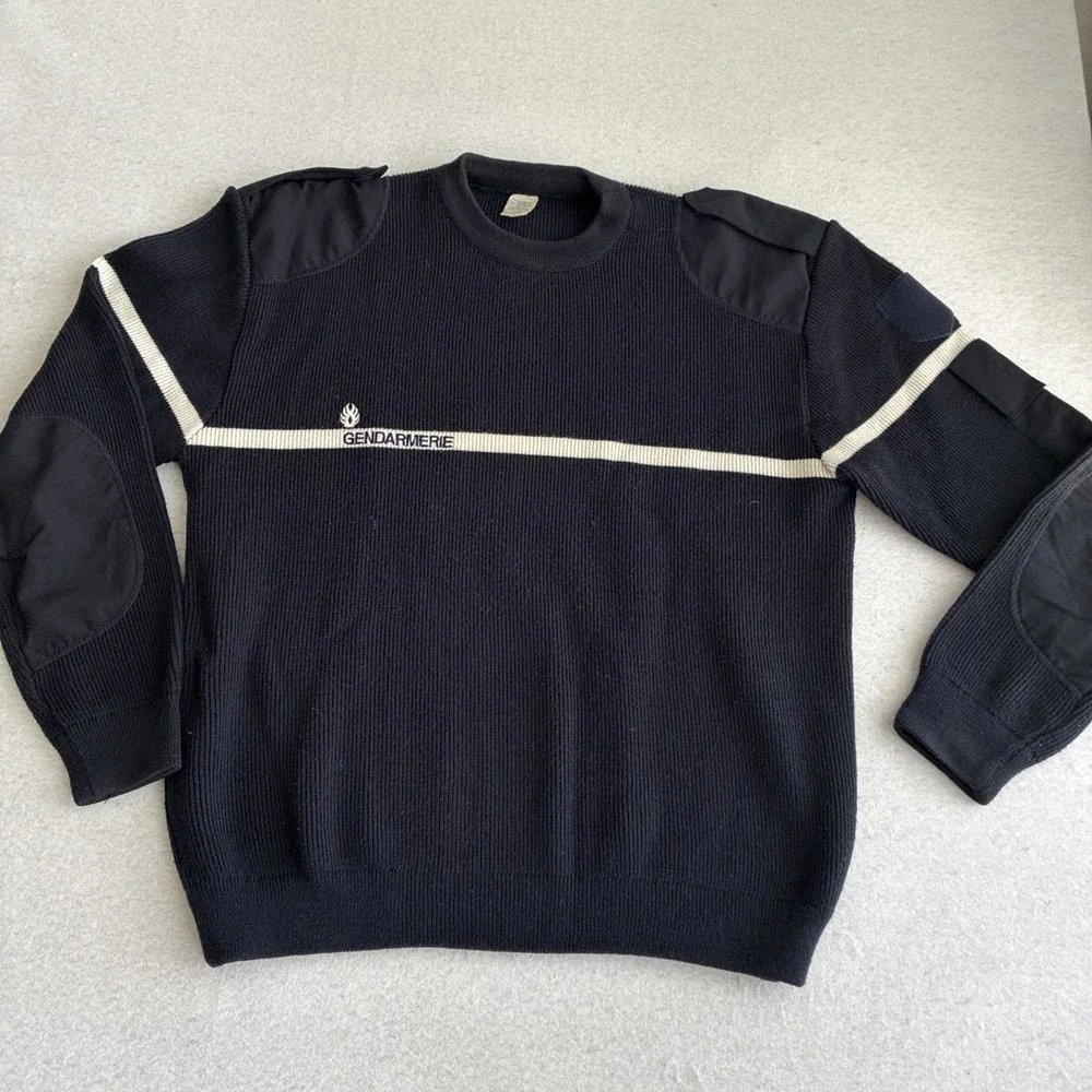 Vintage French Gendarmerie Wool Commando Sweater Made in France Military Police